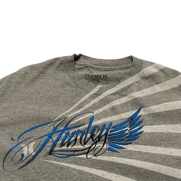 Hurley Men's Long Sleeve Large Gray and Blue T-Shirt. Good Preowned Condition - Picture 3 of 6